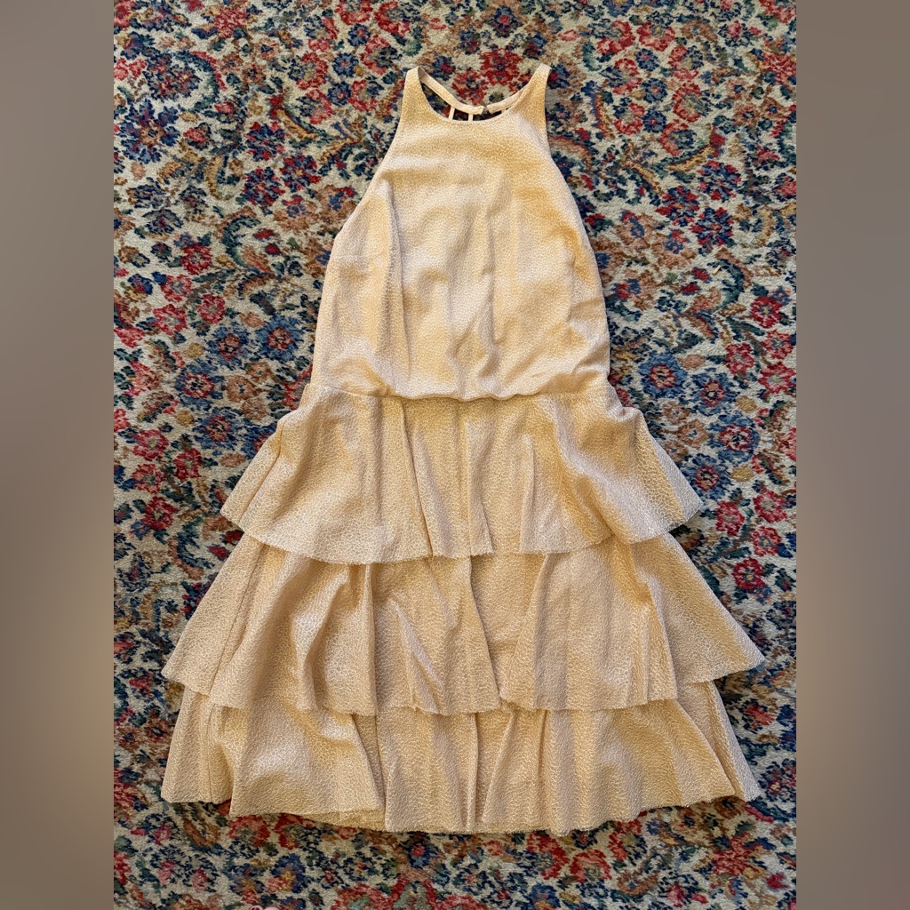 Nwt Halston Heritage Elegant Cream Tiered Dress